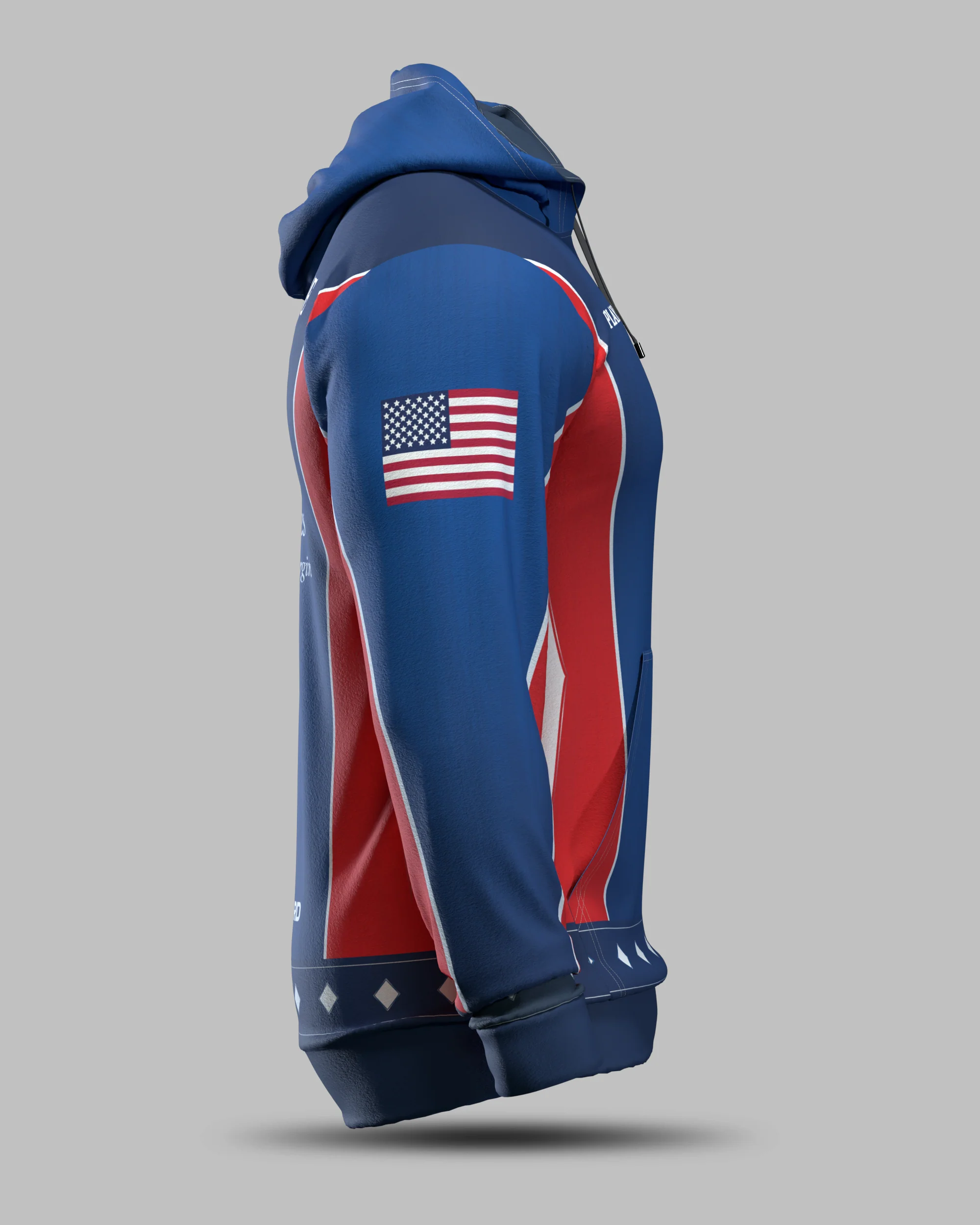 Tascarella Custom Cues Hoodie Red & Blue - Image 4